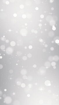 Silver Bokeh Lights with Sparkling Stars and Snow fall , Elegant White Christmas and Winter New year Holiday Stream Vertical Social media Background