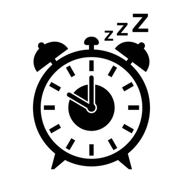 Sleeping alarm clock with zzz symbols on white background simple icon