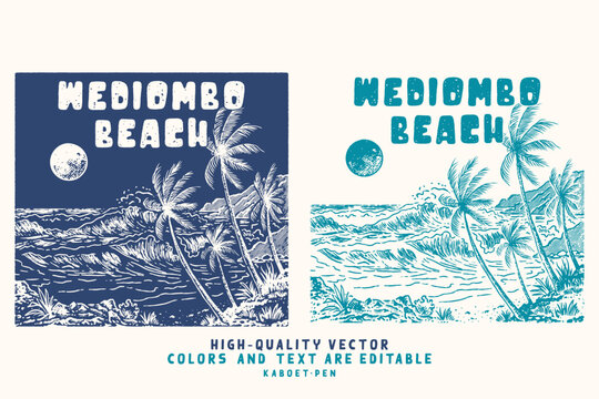 beach illustration waves graphic ocean design tropical badge summer vintage paradise