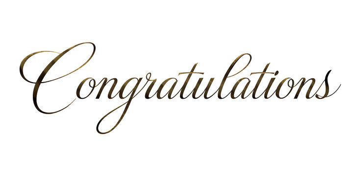 Elegant cursive congratulations text in golden calligraphy style for celebrations and greetings