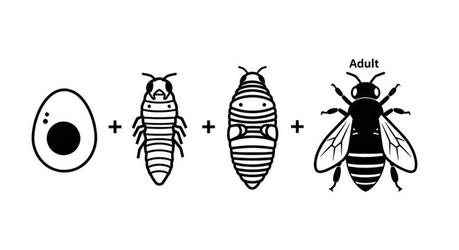 Bee Life Cycle Stages Illustration.