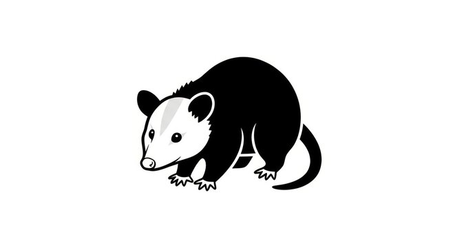 Black and white possum silhouette illustration.
