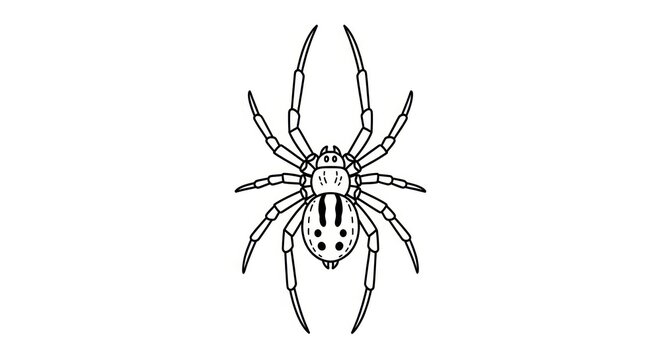 Black widow spider close-up illustration.