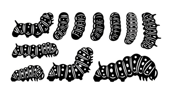 Caterpillar stages of growth illustration.