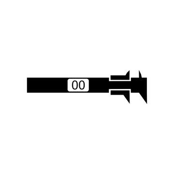 Digital vernier caliper measuring tool silhouette vector icon isolated on transparent background