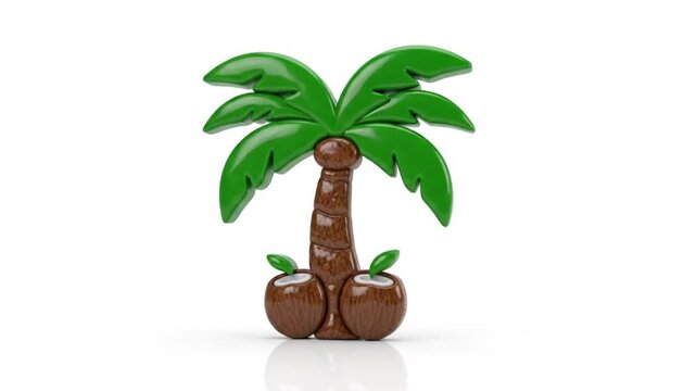 3D Stylized Palm Tree and Coconuts Illustration