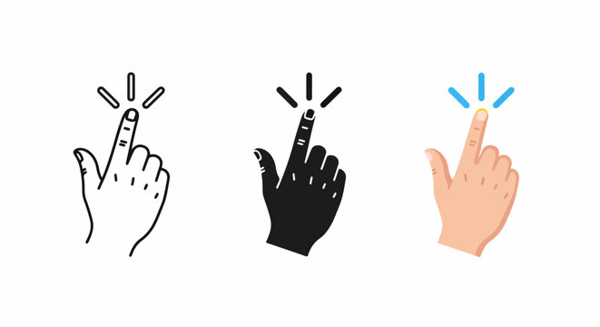 Finger tap gesture vector icon set: Clipart, sticker - icon set, logo template - SVG and PNG icons - flat icon set