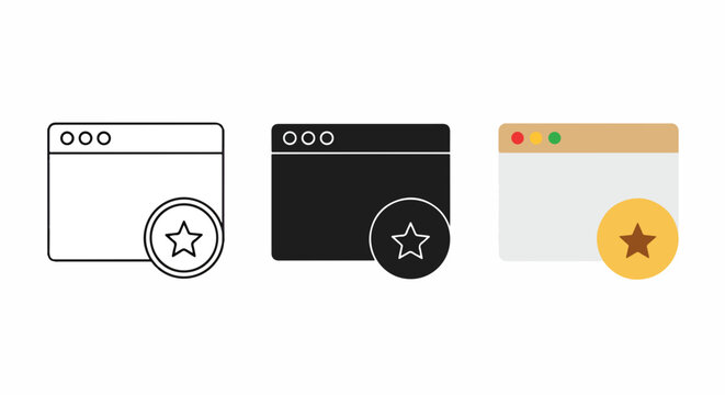 Website bookmark star icon set vector: Clipart, sticker - icon set, logo template - SVG and PNG icons - flat icon set