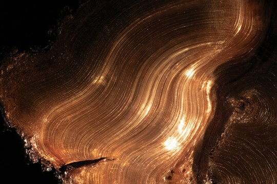 Golden wood grain with flowing growth rings and rich cocoa brown tones, an opulent textured surface for organic backgrounds and luxury design
