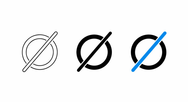 Empty set vector icon set for mathematics: Clipart, sticker - icon set, logo template - SVG and PNG icons - flat icon set