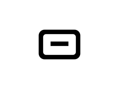 Minimalist minus sign icon inside a rounded rectangular border frame
