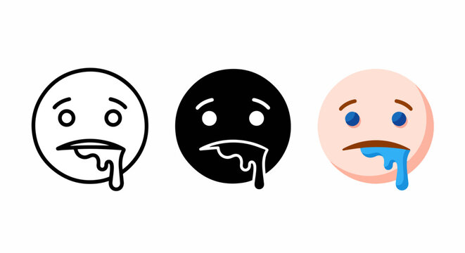 Drooling face emoji expression icon set: Clipart, sticker - icon set, logo template - SVG and PNG icons - flat icon set