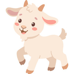 Fototapeta premium Cute Little White Baby Goat Character Illustration with Playful Expression for Childrens Storybook Design