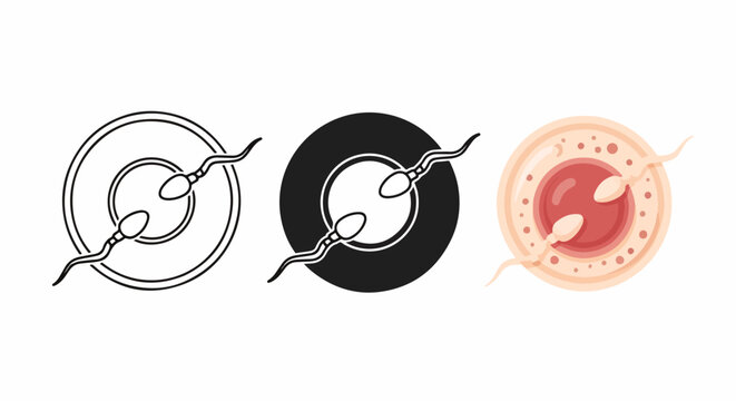 Sperm and egg fertilization icon vector: Clipart, sticker - icon set, logo template - SVG and PNG icons - flat icon set