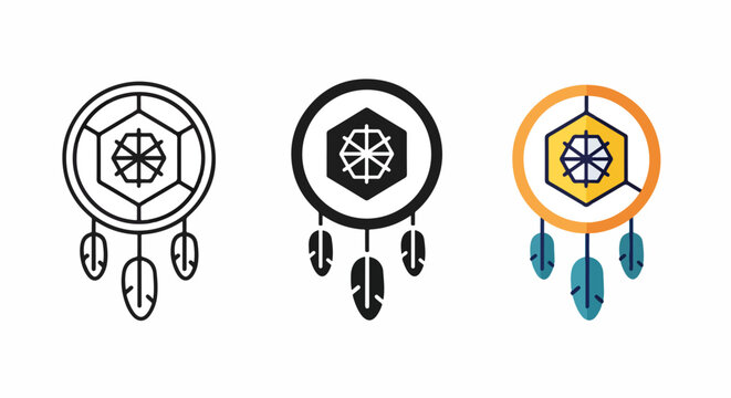 Dreamcatcher native vector icon set: Clipart, sticker - icon set, logo template - SVG and PNG icons - flat icon set