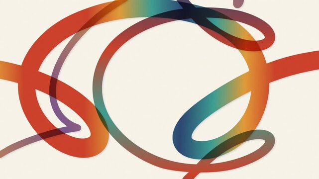 Abstract colorful swirl lines on white background. 2d animation