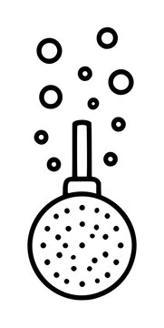 Minimalist vector icon of an aquarium air stone bubbler for fish tanks, featuring a round porous stone emitting oxygen bubbles, perfect for pet care, aquatic hobby, and water aeration illustrations.