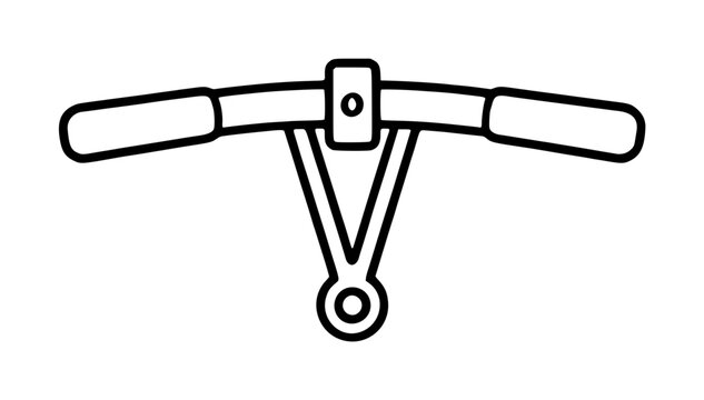 Minimalist hand-traced vector icon of a rowing handle with oarlock grip and swivel pin, isolated on white background, simple line art illustration for sports design