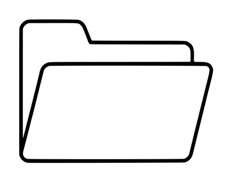 Minimalist hand-drawn folder file icon vector illustration outline with clean black strokes on white background depicting classic office organizer for documents and archives