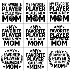 Obraz premium Player calls me mom typography set with heart and laurel wreath accents featuring lettering, me