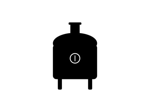 Minimalist black silhouette icon of a industrial fermentation tank container