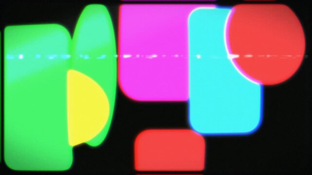 Abstract colorful shapes on dark background. 2d animation