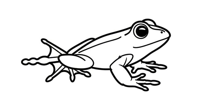 Black and white frog illustration sitting.