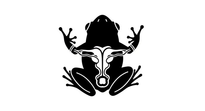Black silhouette of a frog icon.