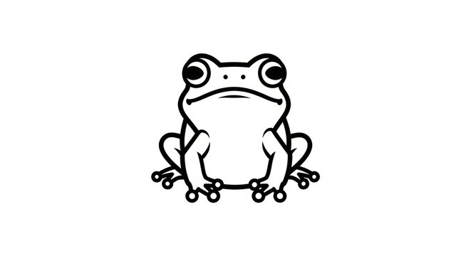 Cute Cartoon Frog Sitting Alone.