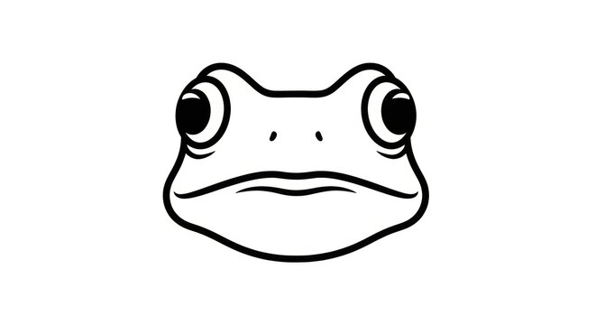 Frog Face Closeup Cartoon Illustration.