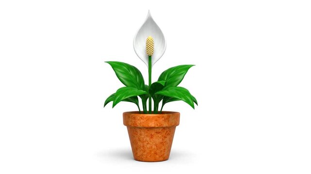 3D Peace Lily Houseplant in Terracotta Pot Isolated