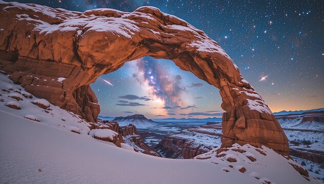 Geminid Meteor Shower Arches National Park Delicate Arch Snow December Night Science