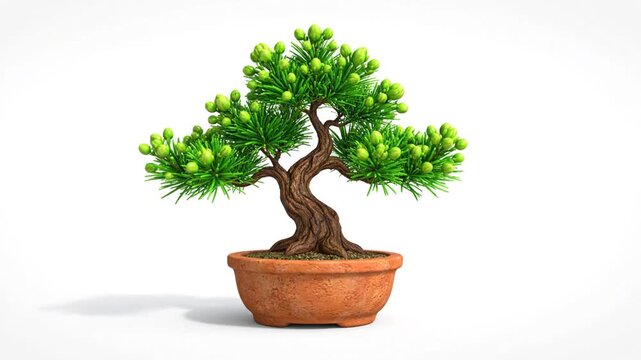 Miniature Bonsai Tree Growing Green Flower Buds
