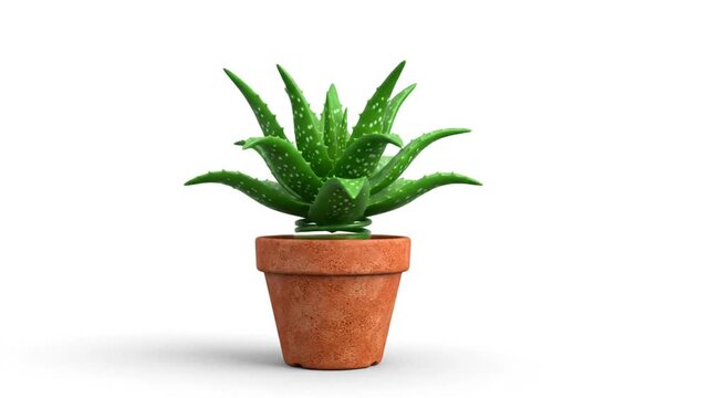 Aloe Vera Plant Bouncing on Spring in Terracotta Pot