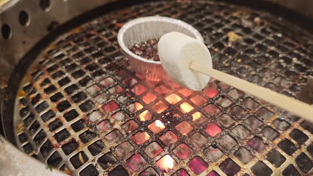 Roasting Marshmallows Over Charcoal with Chocolate Fondue