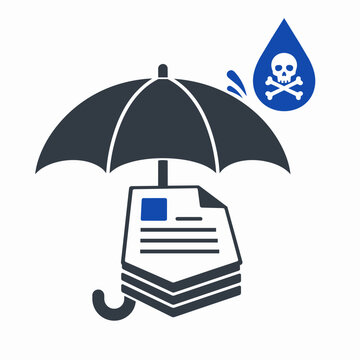 Businesswoman Reading Document Under Umbrella in Office Setting
