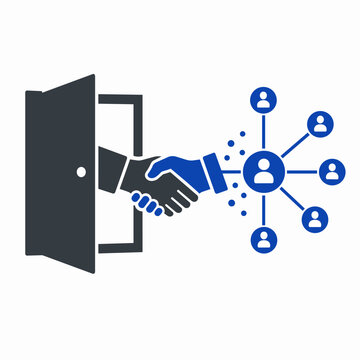 Business Handshake with Digital Network Connection Illustration