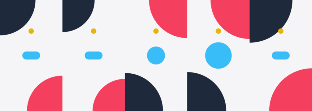 Minimalist geometric pattern design with circles and colorful shapes