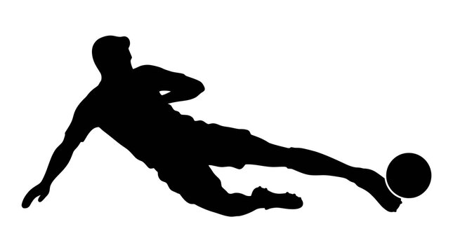 A powerful dark silhouette captures a soccer player intensely focused while skillfully playing during a competitive match demonstrating incredible athletic ability