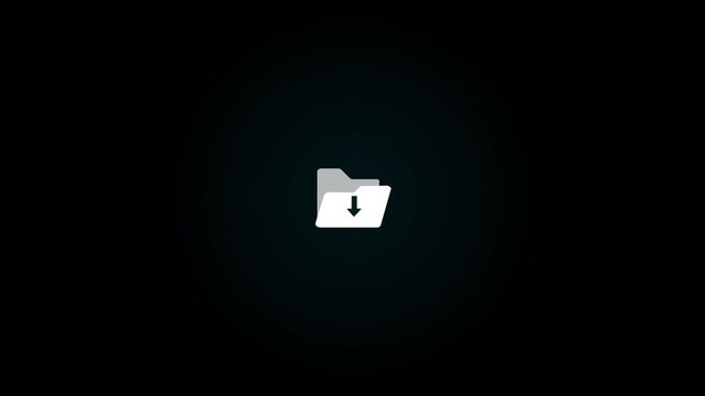 Folder icon with downloading files animation isolated on white background