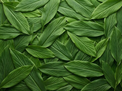 Fresh Dense Zedoary Leaves (Curcuma) Background Texture