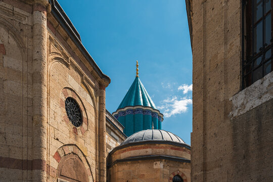 Kubbe-i Hadra of the Mevlana Museum under blue sky in Konya, Turkey