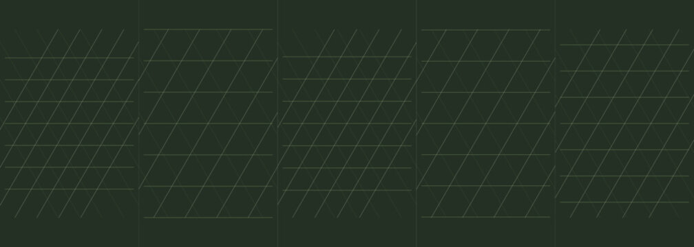 Slanted calligraphy guide sheets with horizontal and diagonal grid lines