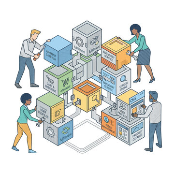 Team assembling API first composable commerce blocks for retail technology blogs