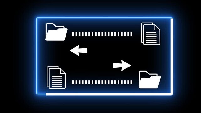 Document management system concept (DMS) on the transparent background. Software for archiving, Searching and managing files corporate document. Motion graphics of (DMS). 4k.