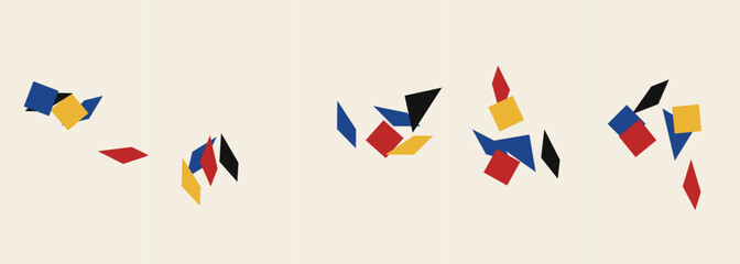 Obraz premium Abstract composition featuring floating geometric shapes on a neutral background