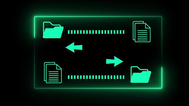 Document management system concept (DMS) on the transparent background. Software for archiving, Searching and managing files corporate document. Motion graphics of (DMS). 4k.
