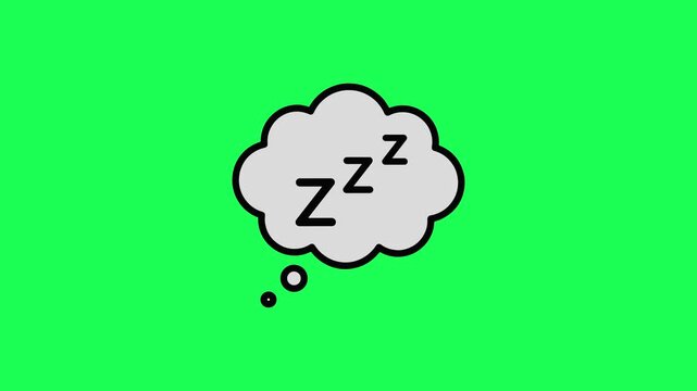 Cartoon sleep bubble with zzz letters on bright green background