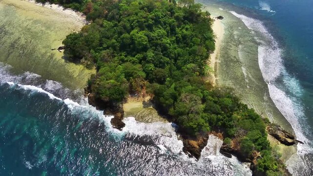 Aerial Seascape with Lush Island and Blue Coastal Waters