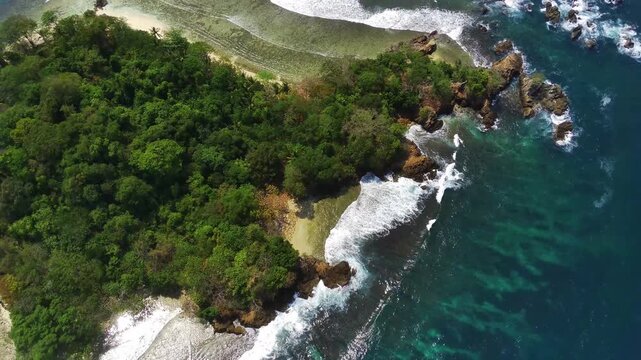 Drone Aerial View of Remote Tropical Island